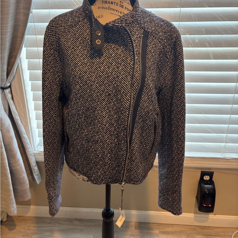 GAP Women's Blue and White wool blend Jacket